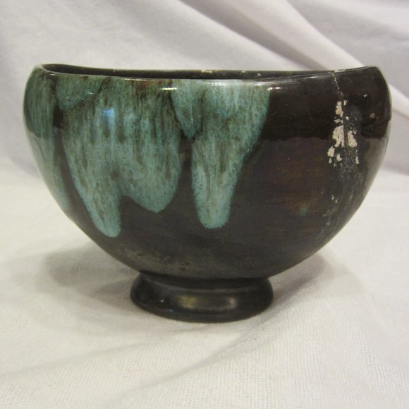 UNIQUE VTG DRIP GLAZE OBLONG VASE/PLANTER - Picture 1 of 12